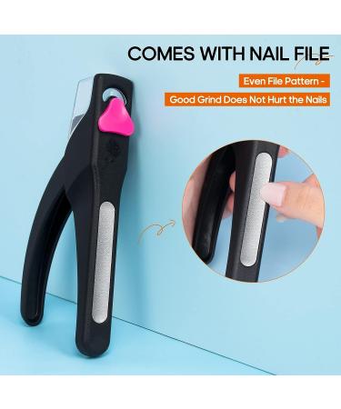 Funfe Black Nail Clipper Trimmer with Nail File - Professional Acrylic False Nail Cutter for Salon & Home Manicure - Buy Online on GoSupps.com
