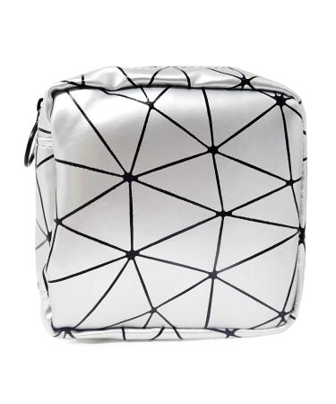 Honbay Simple Stylish Large Capacity Sanitary Napkin Bag Tampons Pouch Nursing Pad Holder Coin Purse Makeup Bag (Silver)