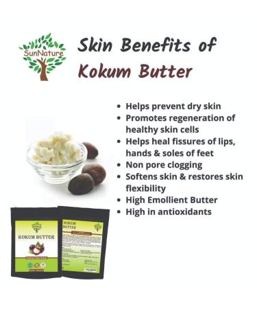 SunNature Kokum Butter - Light Firm Butter for Soap, Lotion Bars, Lip Balm & Body Butter - 4 Oz Scent-Free - Buy Online on GoSupps.com