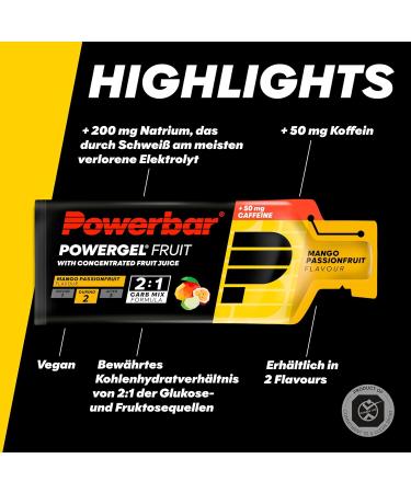 Powerbar Powergel Fruit Mango Passionfruit 24x41g - High Carb Energy Gel with C2Max & 50mg Caffeine - International Shipping Available - Buy Online on GoSupps.com