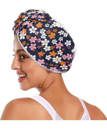 Small Flowers Hair Towel 2 Pack | Super Absorbent Quick Dry Hair Turbans for Women & Girls | Perfect Hair Drying Solution - Buy Online on GoSupps.com