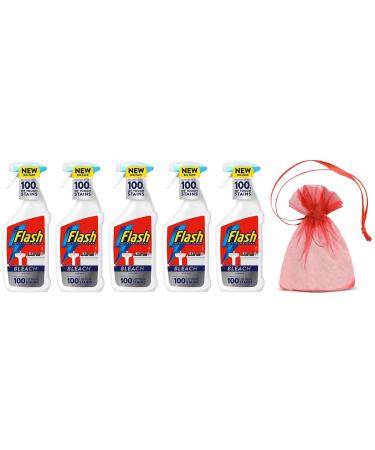 Flash with Bleach Multi Purpose Cleaning Spray Eucalyptus Scent 5Pk x 800ml + Our Gift for You: Organza Bag Size 9x7x0.1cm