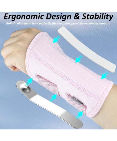 Compression Wrist Brace for Men & Women - Adjustable Night Support for Wrist Pain Carpal Tunnel Arthritis & Tendonitis - Small/Medium Pink Right Hand - Buy Online on GoSupps.com