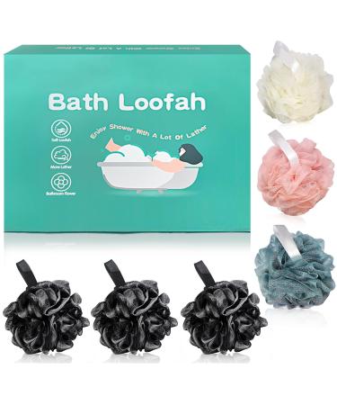 Amazerbst loofah loofah Sponge for Women and Men Pack of 6 (Pink White Blue Black Black Black)