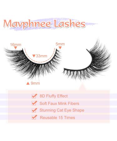 Lashes Fox Eye Natural Eyelashes Fluffy Cat Eye False Lashes 8D Curly Wispy Faux Mink Fake Eyelashes 7 Pairs by Mavphnee - Buy Online on GoSupps.com