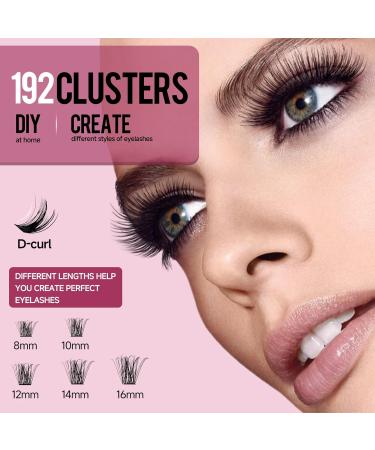 Lash Cluster Individual Eyelash - 192 Pcs Fluffy DIY Extensions | D Curl Natural Look Black False Eyelashes - Buy Online on GoSupps.com
