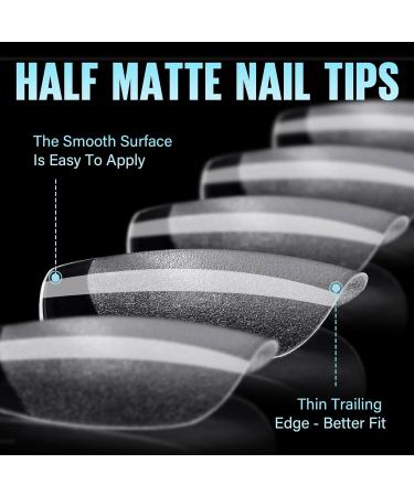 Tomicca Ballerina Nail Tips - 504 Pieces Short Coffin Nail Extensions for DIY Nail Art | 12 Sizes Artificial Gel Nail Tips - Buy Online on GoSupps.com