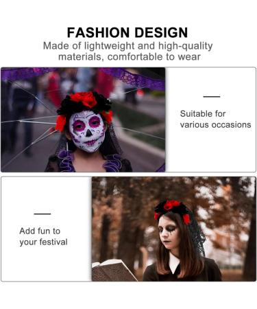 Lurrose Day of the Dead Headband - Mexican Halloween Veil & Rose Crown for Women | Dia de los Muertos Accessory - Buy Online on GoSupps.com