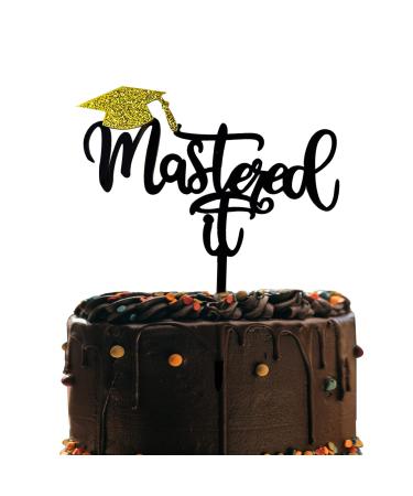 Master It Cake Topper Gold Acrylic Congrats Grad Cake Pick for 2024 Graduation Party Decoration