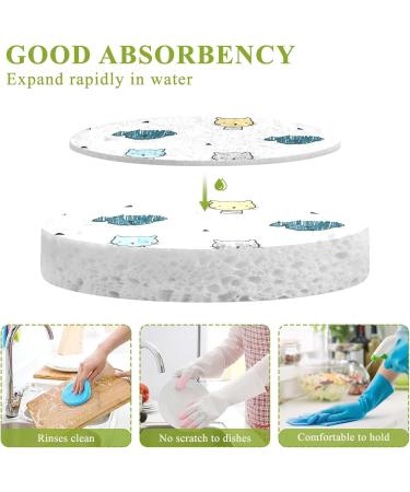 3-Pack Cleaning Kitchen Sponges Oval Dog and Cat Kitchen Cellulose Dishwashing Wood Pulp Cotton - Buy Online on GoSupps.com