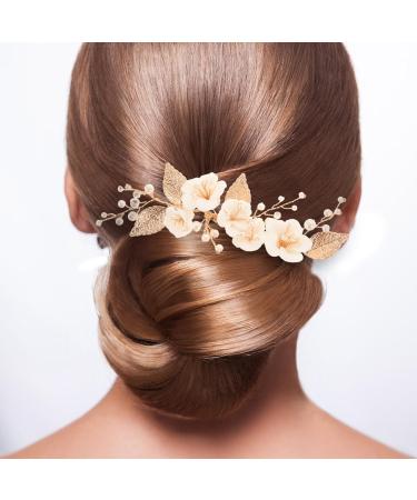 LIFKOME Bride Hairpin Wedding Hair Accessory Simulation Pearl Floral Hair Comb Decor - Buy Online on GoSupps.com