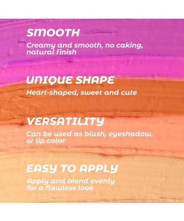LXZJJM Heart Blush Stick Cream Multi Purpose 3 in 1 Blush Stick for Cheeks Sweet Heart Shaped Design Easy Application Smooth Velvet Finish Blush for Cheeks Eyes Lips (06# Berry Delight 5G) 06# Berry Delight 5 g (Pack of 1) - Buy Online on GoSupps.com