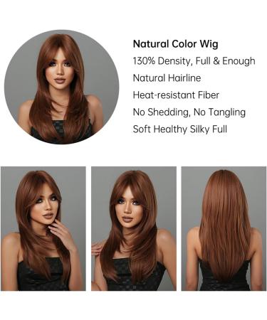Kellynee Ginger Wig with Bangs - Medium Length Copper Red Synthetic Wig for Women - Heat Resistant, Stylish for Daily Wear and Special Occasions - Buy Online on GoSupps.com