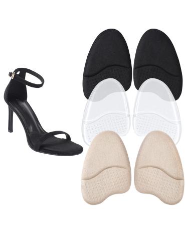 WOOXDYUK 3 pairs of midfoot cushions for women forefoot cushion for women anti-slip foot pad for open toe shoes bale cushions shoe pads heel cushions 3 color