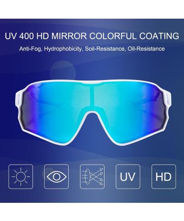 ROCKBROS Polarized Cycling Sunglasses UV Protection for Women Men - White Blue - Buy Online on GoSupps.com