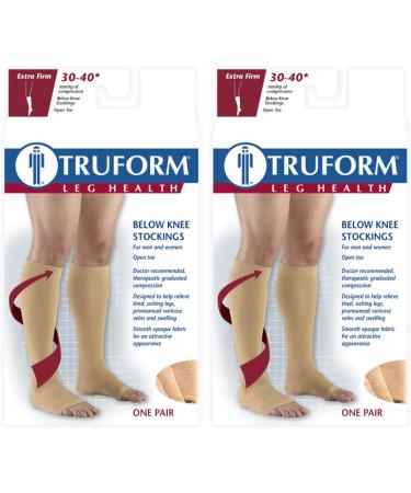 Truform 30-40 mmHg Knee High Open Toe Compression Stockings - Black 2X-Large 2 Pack | International Shipping Available - Buy Online on GoSupps.com