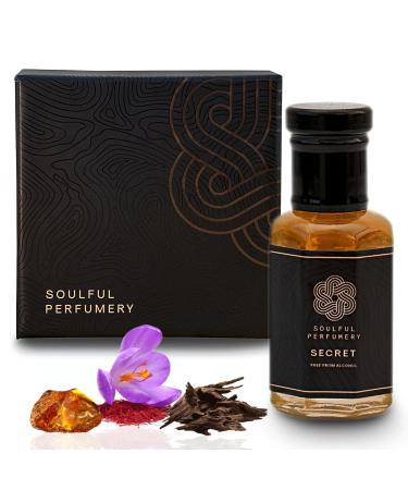 Soul'ful Perfumery Oudh Attar Roll On Perfume | Premium Luxury Oud Ittar Gifts For Men And Women | 18+ Hour Long Lasting Atar Fragrance | Itra Perfume Oil With Amber Vanilla Rose (Secret)