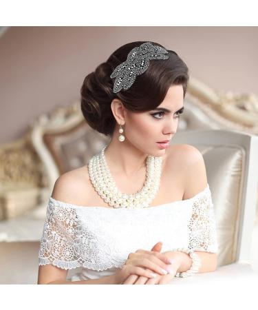 WLLHYF 1920s Black Crystal Rhinestone Headband for Women - Vintage Flapper Hair Accessory for Girls Costume Party - Grey - Buy Online on GoSupps.com