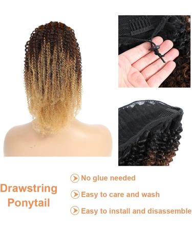 Ponytail Extensions 10-20" Drawstring Ponytail Extensions Kinky Curly Ponytail Hairpiece Ombre Human Hair Ponytail Clip In Afro Curly Remy Hair Pony Tail for Women for Women (Size : 18inches) - Buy Online on GoSupps.com