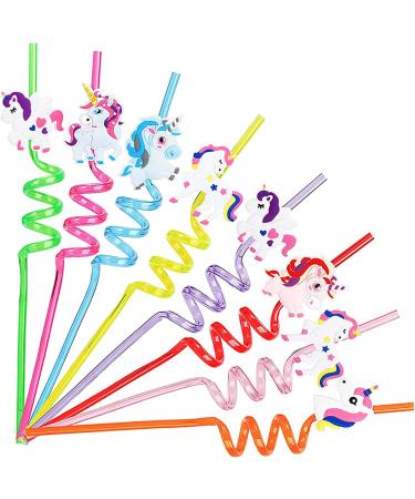 Reaindeer 24 Reusable Unicorn Plastic Straws Suitable for Family and Various Party Activities Child Party Supplies Enough to Meet Any of Your Party Needs