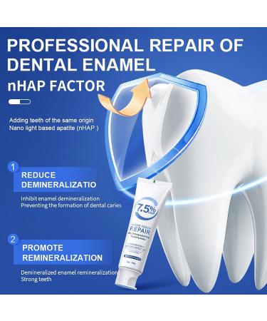 7.5% Hydroxyapatite Toothpastes for Enamel Protection & Tooth Strengthening, 7.5% Hydroxyapatite Toothpaste White Tooth Repair, Fluoride-Free Formula with Gentle Mint, Fresh Breath (3) - Buy Online on GoSupps.com