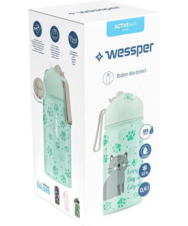 Wessper Children's Water Bottle 410 ml Insulated Bottle with Straw IIoxidable Aier | 1 Click Cap BPA-Free for School Spo - Buy Online on GoSupps.com
