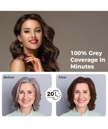 Dark Brown Hair Dye Shampoo - 3 in 1 Color Treatment for Gray Hair | Fast Minutes Results for Women & Men - Buy Online on GoSupps.com