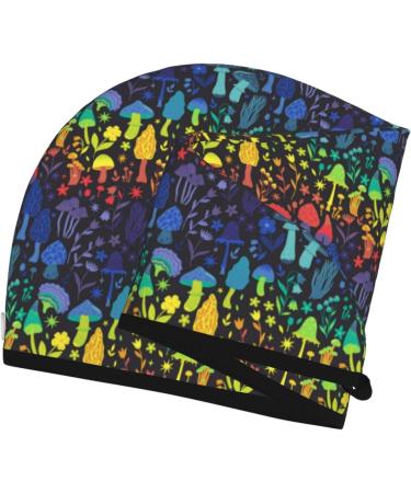 Hair Towel Wrap | Quick-Dry Turban with Button | Magical Mushrooms & Flowers | Ideal Hair Drying Solution - Buy Online on GoSupps.com