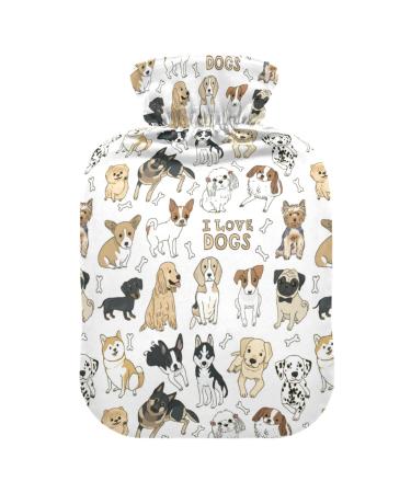 Hot water bottles with cover dogs hot water bags for pain relief women girls children feet and bed warmer 2 liters