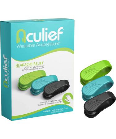 Aculief - Natural Headache Migraine Tension Relief Wearable - 3 Pack (Green Teal Black) | Acupressure Relaxation for Stress Alleviation - Buy Online on GoSupps.com