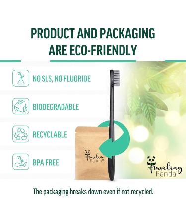 Traveling Panda Wheat Straw Toothbrushes Kit - Charcoal Infused, Soft Bristles, Whitening | Includes 2 Brushes & 40 Charcoal Tabs - Buy Online on GoSupps.com