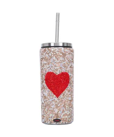 Fawziya Crystal Insulated Drinking Bottle 500ml Stainless Steel Cold Insulated Drinking Bottles with Straw-AB Gold