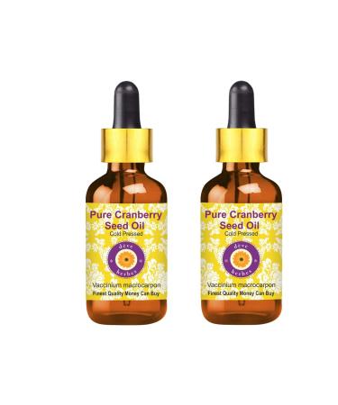 DEve Herbes Pure cranberry seed oil (Vaccinium macrocarpon) with glass dripper natural therapeutic quality cold -pressed (pack of Two) 100ml x 2 (6.76 oz)