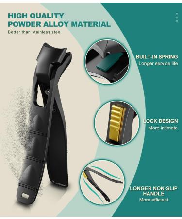 Professional Toenail Clippers for Seniors | Angled Head Nail Cutter for Thick Nails | Lockable Trimmer with Catcher | Perfect for Men & Women - Buy Online on GoSupps.com