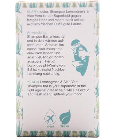  Klar Seifen Solid Shampoo "Lemongrass and Aloe Vera" - Light Silk - Buy Online on GoSupps.com