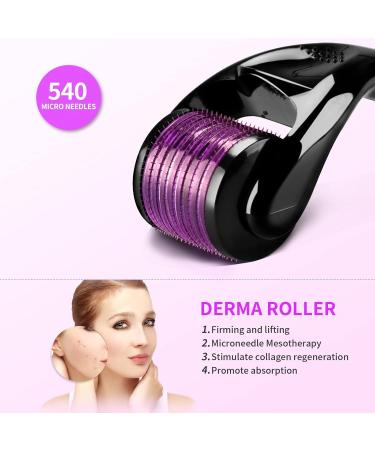 Dermaroller 0.25 mm Needles - 540 Titan Microneedle for Skin Regeneration Facial Care Hair Growth & Beard Stimulating | Reduce Hair Loss - Buy Online on GoSupps.com