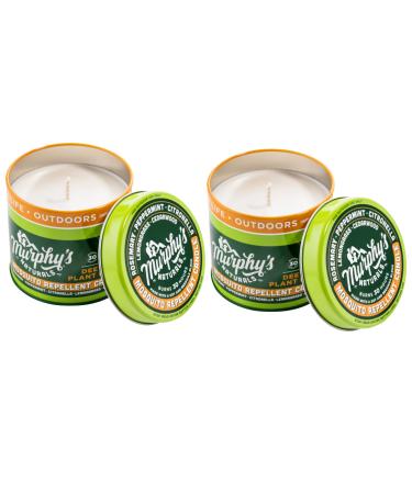 Murphy's Naturals Mosquito Repellent Candle | DEET Free | Made with Plant Based Essential Oils and a Soy/Beeswax Blend | 30 Hour Burn Time | 9oz | 2 Pack