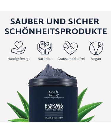 Soul and Sanity Sea Mud Face Mask with Aloe Vera & Vitamin E - Deep Cleansing & Nourishing Beauty Mask - 250g - International Shipping - Buy Online on GoSupps.com