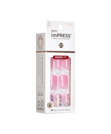KISS imPRESS No Glue Mani Press-On Nails - Dream It Up Design in Light Pink | Short Wider Squoval Shape | 30 Nails & Accessories Included - Buy Online on GoSupps.com