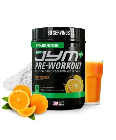 JYM Supplement Science Pre JYM Plus Orange Pre-Workout Powder Amino Nitrates Creatine Betaine Nootropics BCAA s for Men & Women 30 Servings Juicy Orange