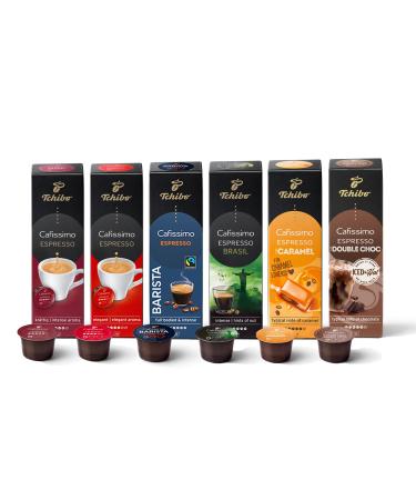 Tchibo Cafissimo Tast Espresso Edition Different varieties Espresso 60 pieces (6x10 coffee capsules) sustainable & fairly traded espresso 450 g (1 Pack)