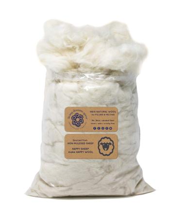 1 LB Super Clean Wool Filler for Stuffing  Needle Felting  Blending and Dryer Balls. Natural White 1 LB Wool Filler