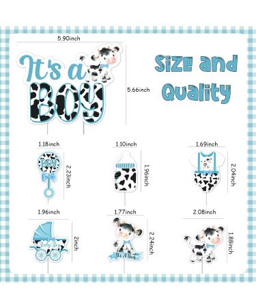 Cow Baby Shower Decorations for Boy - 25pcs Holy Cow Its a Boy Cake Topper and Cupcake Toppers Blue Cow Print Baby Shower Cake Decorations for Farm Animal Barnyard Baby Shower Party Supplies - Buy Online on GoSupps.com
