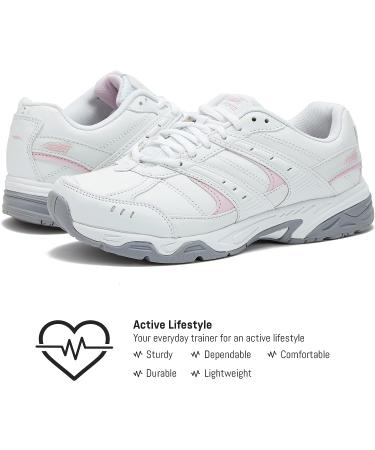 Avia Avi-Verge Women's Sneakers - Court Walking Cross Training Tennis Pickleball Shoes - Size 8 Bright White/Pink/Silver/Grey - Buy Online on GoSupps.com