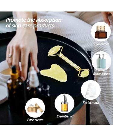 Geeric Gua Sha & Jade Roller Set - Natural Green Facial Massager for Fine Lines Edema & Eye Swelling Relief - Buy Online on GoSupps.com