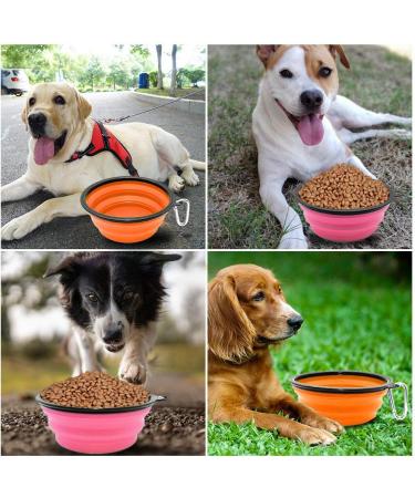 Slson Foldable Travel Dog Bowls - 2 Pack (1000ml) with Carabiners for Dogs & Cats - Safe Portable Pet Feeding & Water Bowls in Orange & Pink - Buy Online on GoSupps.com