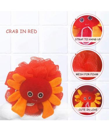 Bleu Bath Kids Exfoliating Bath Scrubber - 4 Pack Animal Design Shower Balls for Baby & Toddler - Gentle Loofah Poufs in Colorful Marine Theme - Buy Online on GoSupps.com