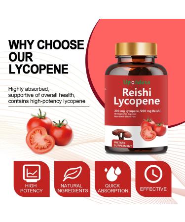 Lycopene Capsules Natural Lycopene 200mg with Organic Reishi Mushroom 200mg Supplement for Prostate Health and Immune Support - Gluten-Free Non-GMO 60 Capsules (1 Pack) - Buy Online on GoSupps.com