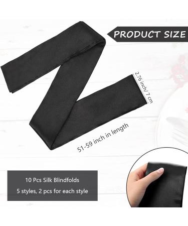 10 Pcs Satin Eye Mask Blindfolds Set for Sleeping & Party Games - 59 Inch Silk Tie, Black Rose Red Purple Pink - Buy Online on GoSupps.com
