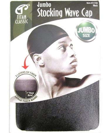 6 Pack TITAN Classic Jumbo Stocking Wave Cap in Black - Premium Quality - Buy Online on GoSupps.com